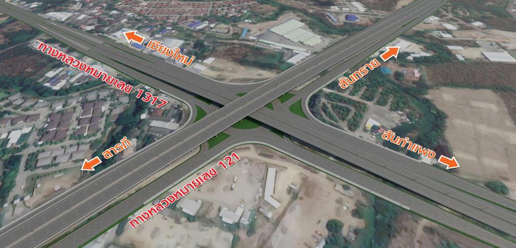  โครงการก่อสร้างทางแยกต่างระดับจุดตัดทางหลวงหมายเลข 121 ตัดทางหลวงหมายเลข 1317 (แยกสันกลาง) จ.เชียงใหม่